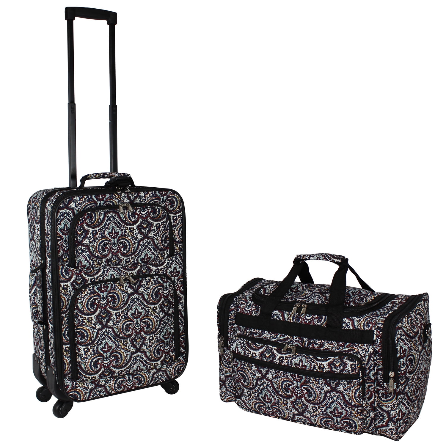 World Traveler 2Piece CarryOn Expandable Spinner Luggage Set