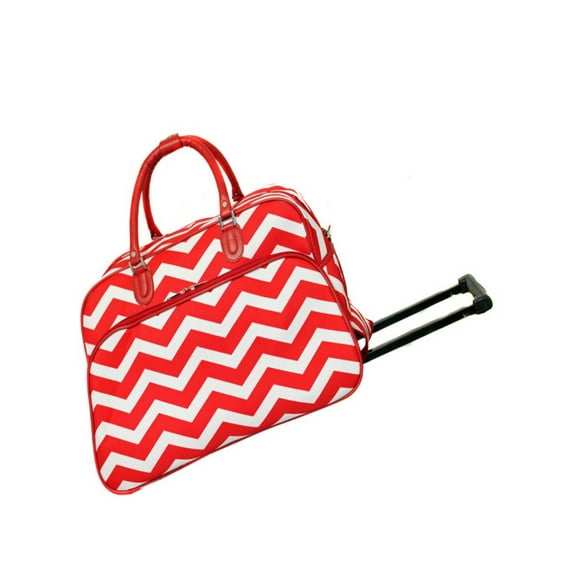 World Traveler 21-Inch Carry-On Rolling Duffel Bag - Red White Chevron