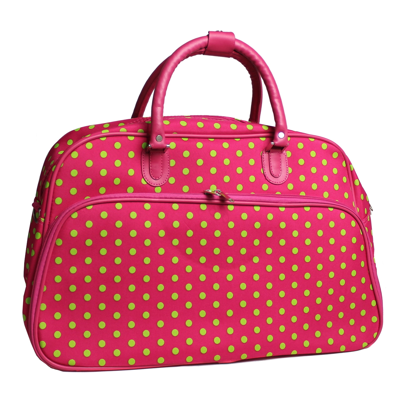 World Traveler 21-Inch Carry-On Shoulder Duffel Bag - Fuchsia Lime Dot