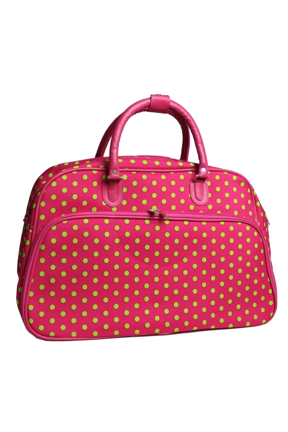 21-Inch Carry-On Shoulder Duffel Bag - Fuchsia Lime Dot