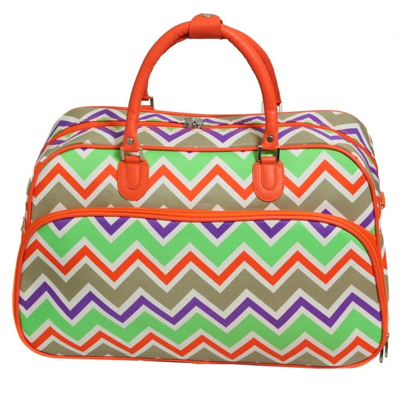 World Traveler 21-Inch Carry-On Shoulder Duffel Bag - Orange Trim Chevron Multi