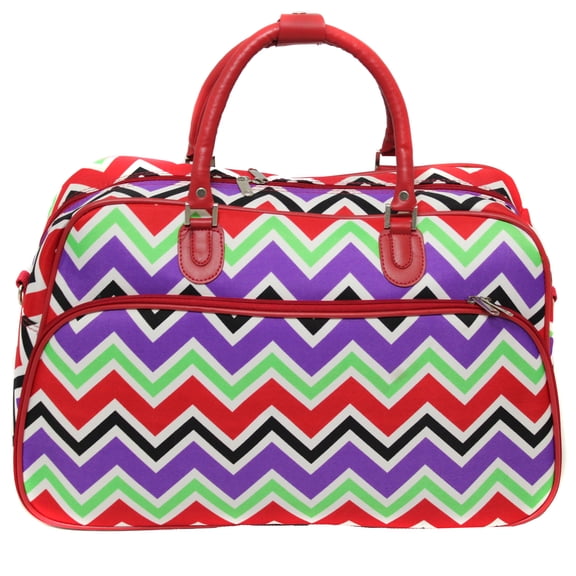 World Traveler 21-Inch Carry-On Shoulder Duffel Bag - Red Trim Chevron Multi
