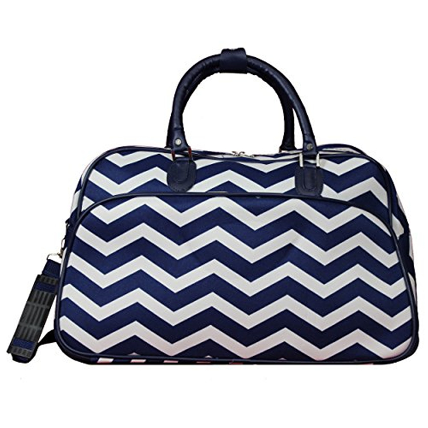 World Traveler 21inch Carryon Duffel Bag Navy White Chevron
