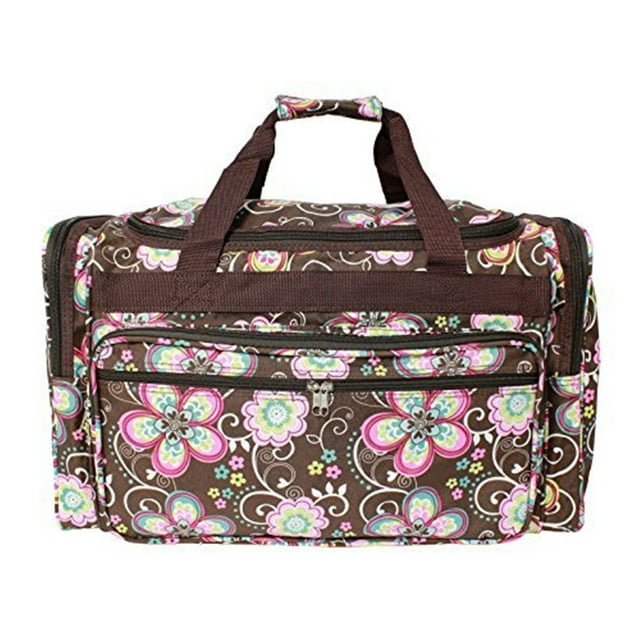 World Traveler 22-inch Travel Duffel Bag - Brown Daisy