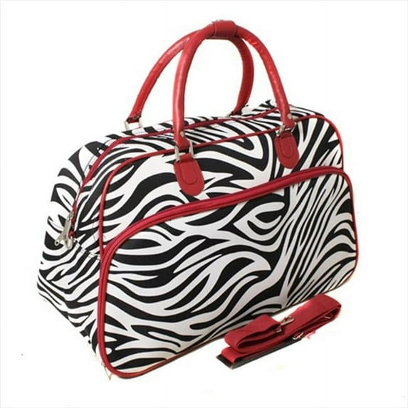 World Traveler 812014-163-BUR Deluxe Shoulder Travel Bag- Red Zebra Trim