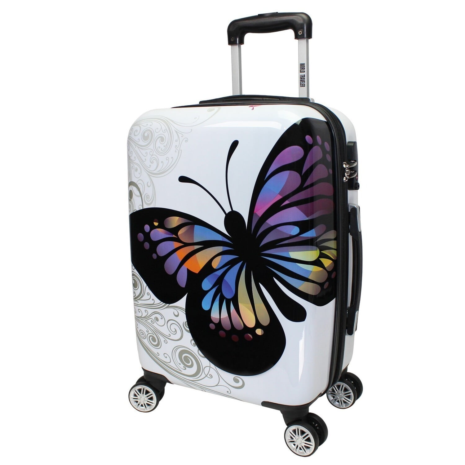 World Traveler Butterfly 20Inch CarryOn Hardside Expandable Spinner