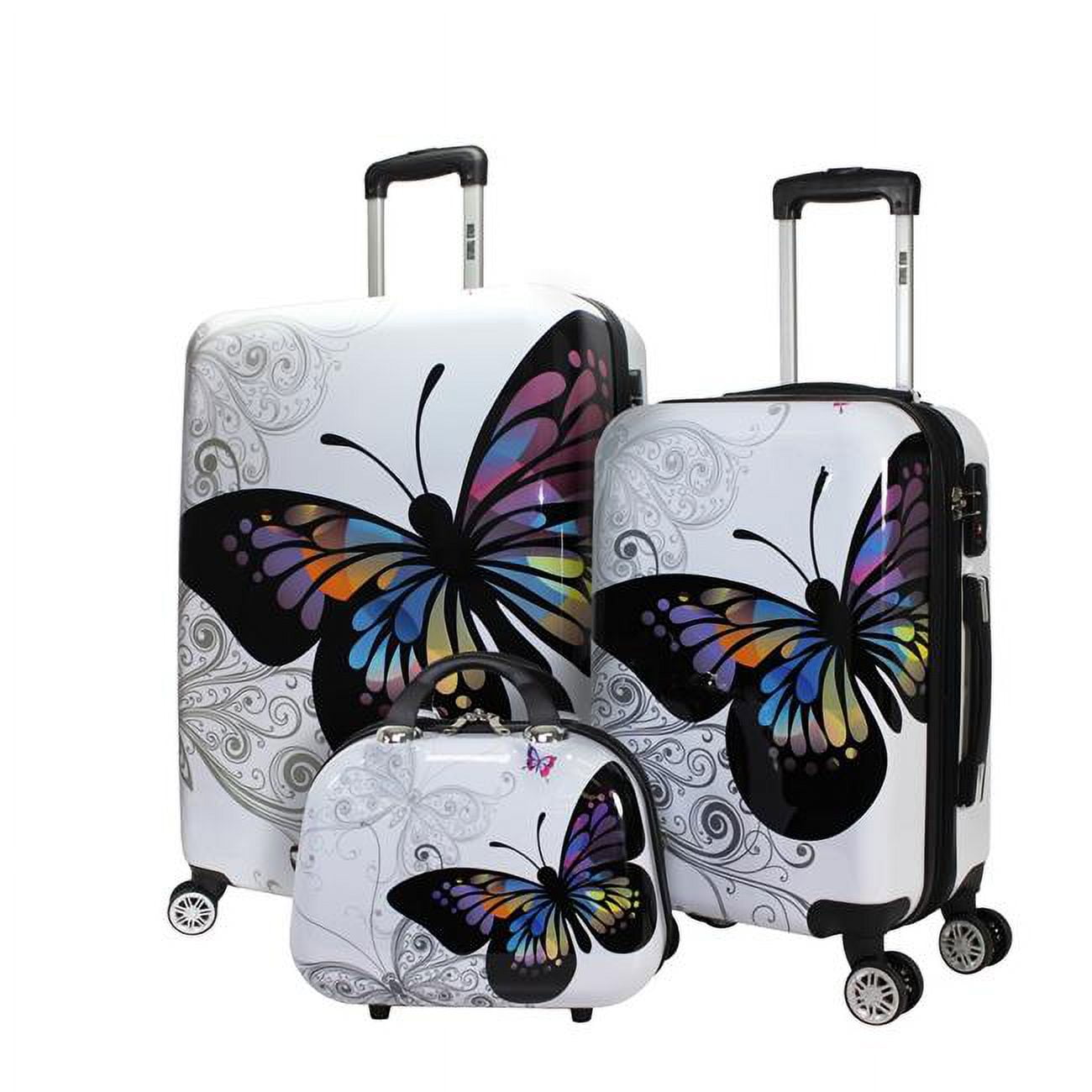 World Traveler Butterfly 3Piece Hardside Expandable Spinner Luggage