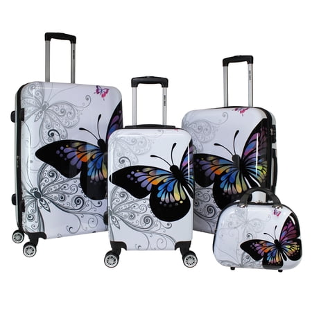 World Traveler Butterfly 4-Piece Hardside Spinner Luggage Set