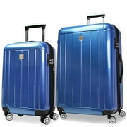 World Traveler Contour 2-Piece Lightweight Polycarbonate Hardside Expandable Spinner Luggage Set with TSA Lock - Blue (20in & 28in)