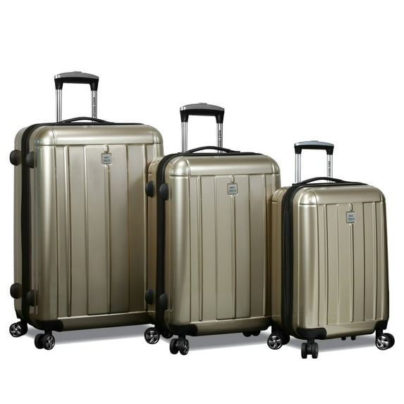 World Traveler Contour 3-Piece Lightweight Polycarbonate Hardside Expandable Spinner Luggage Set with TSA Lock - Champagne