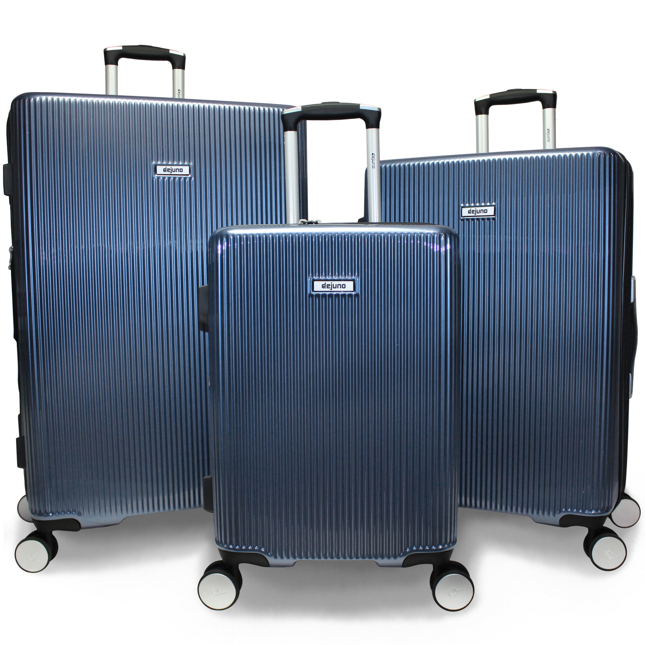 World Traveler Dejuno Monarch 3-Piece Polycarbonate Spinner Luggage Set - Iron Blue