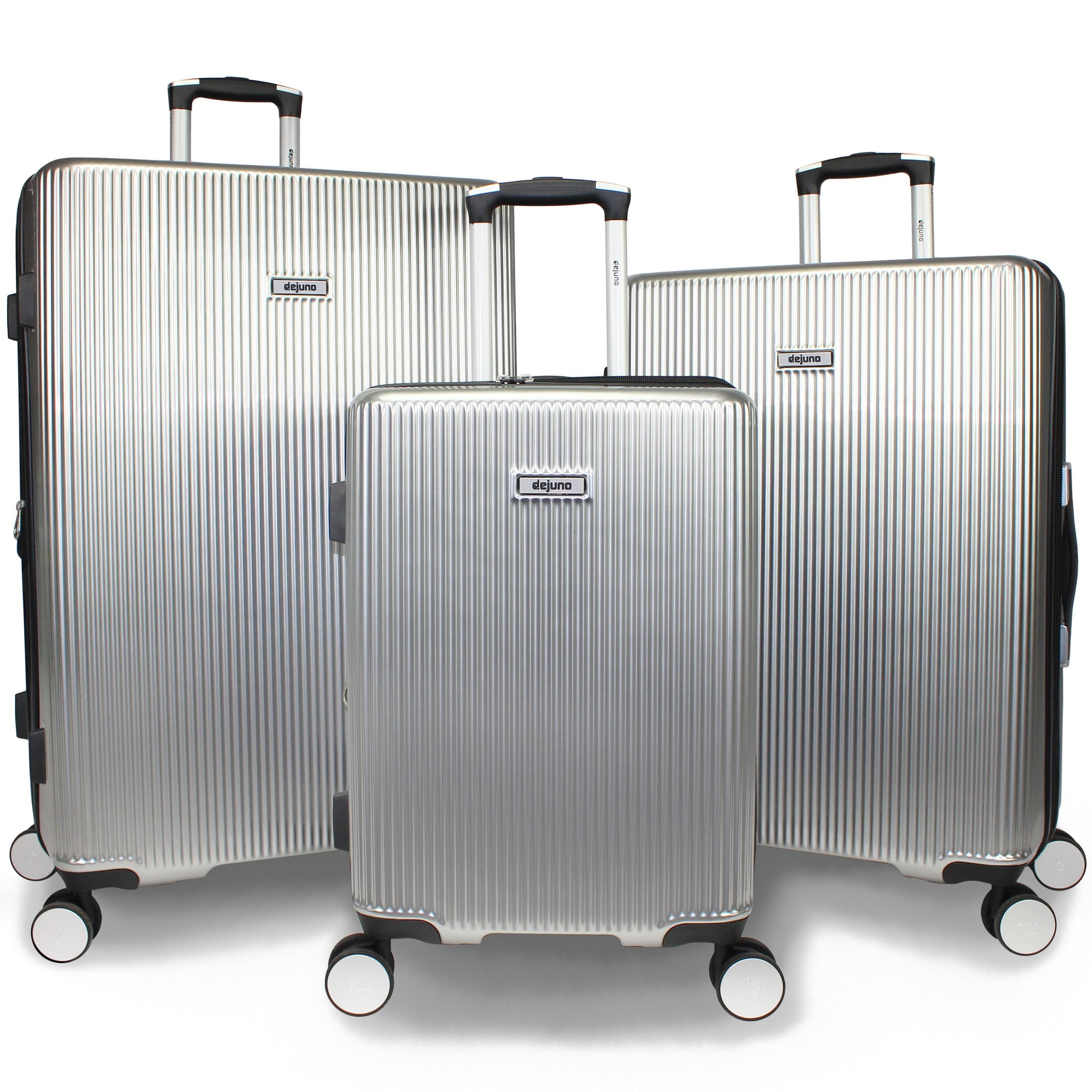 World Traveler Dejuno Monarch 3-Piece Polycarbonate Spinner Luggage Set - Titanium