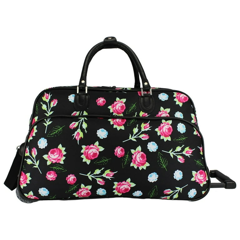World Traveler Floral 21-Inch Carry-On Rolling Duffel Bag - Roses