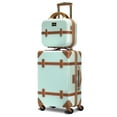 thumbnail image 1 of World Traveler Gatsby Luxury Trunk 2-Piece Spinner Carry-On Luggage Set - Mint, 1 of 5