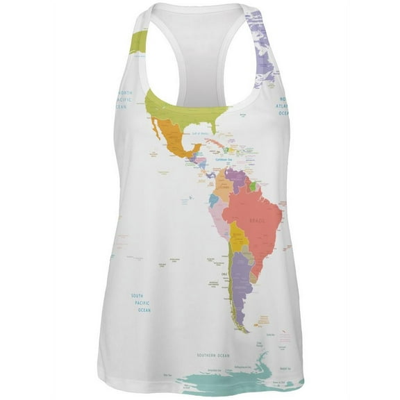 World Traveler Global Map All Over Womens Racerback Tank Top - 2X-Large