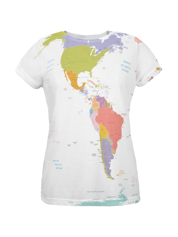 World Traveler Global Map All Over Womens T-Shirt - X-Large