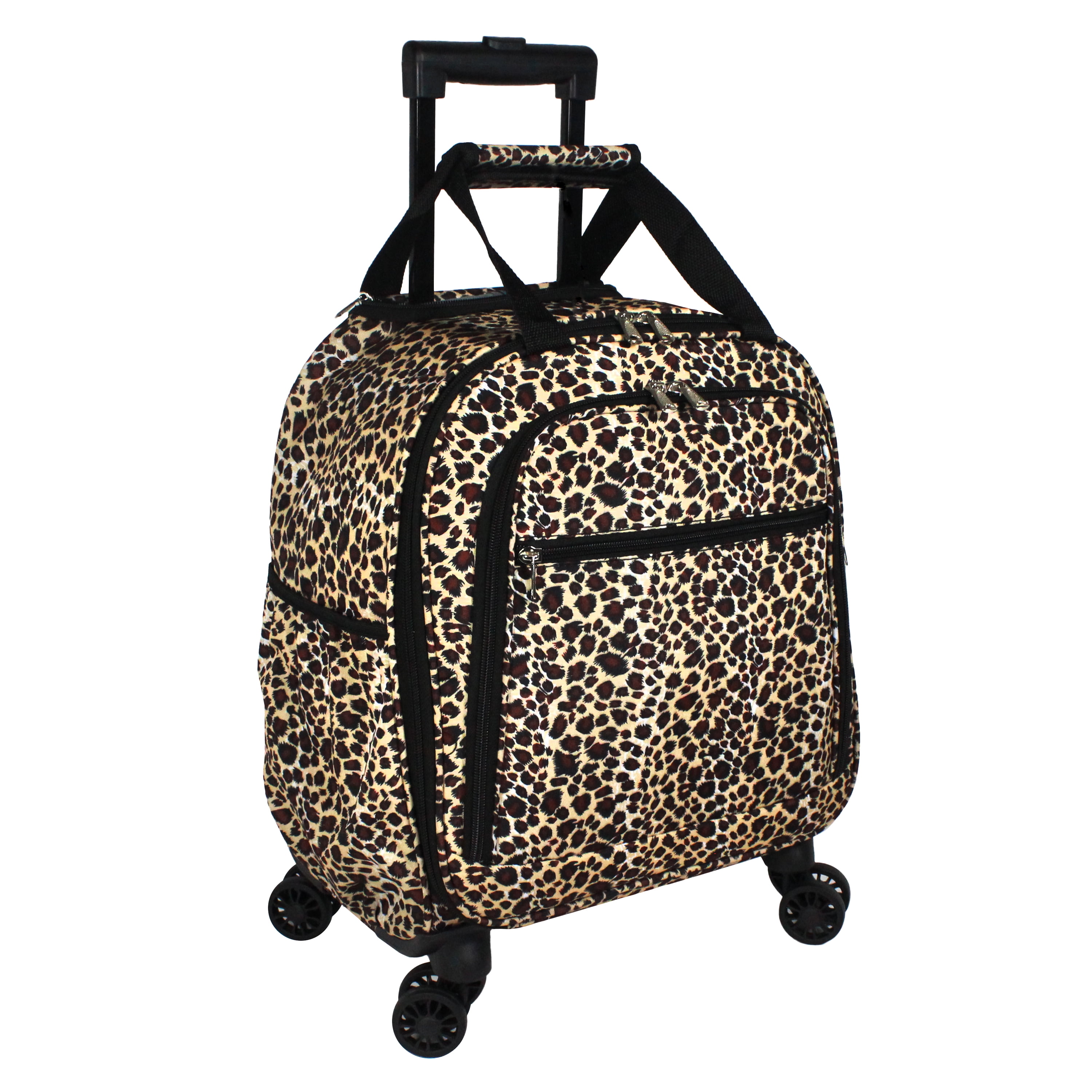 World Traveler Prints 18inch Spinner CarryOn Luggage Leopard