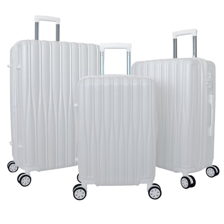 World Traveler Snow 3-Piece Expandable Spinner Luggage Set - White