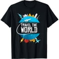 thumbnail image 1 of World Trip Travel Around The World Traveller Gift T-Shirt Black 2X-Large, 1 of 4