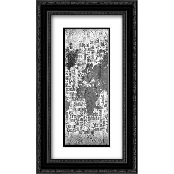 World Tryptich 2 2x Matted 14x24 Black Ornate Framed Art Print by Kimberly, Allen