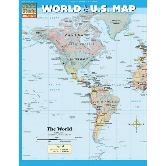 World & U.S. Map: A Quickstudy Laminated Refefence Tool, (Paperback)