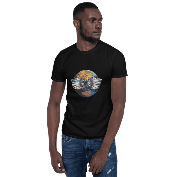 World View with Globe - Short-Sleeve Unisex T-Shirt (Black, S)