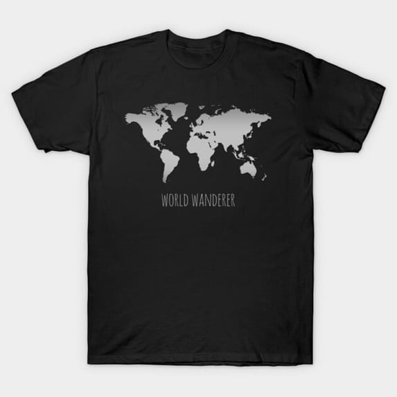 World Wanderer Global Nomad Navigation Horizon Passport Stamp Font Unisex T-Shirt, up to size 3XL.