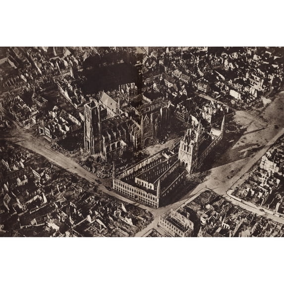 World War 1. Aerial View Of The Ruins Of Ypres History (24 x 18)