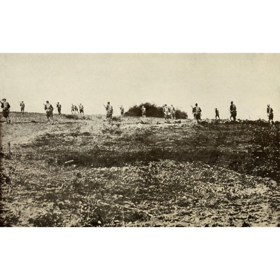 World War 1. American Infantry Advancing Under Fire On The Western Front In 1918. In Their First Battles History (
