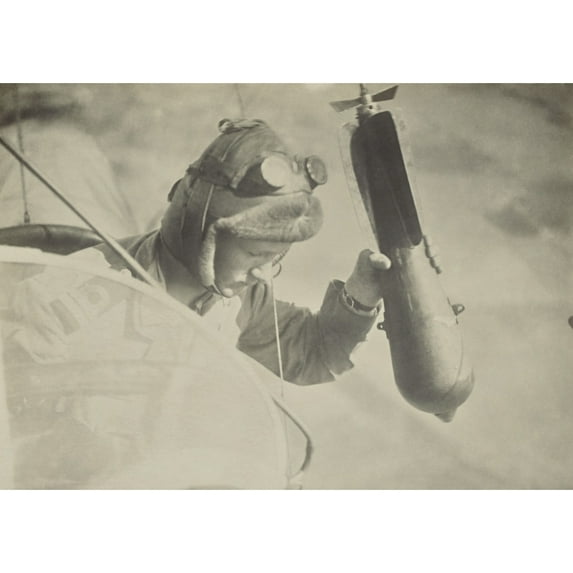 World War 1 Flyer Holding A Bomb In His Hand History (36 x 24)