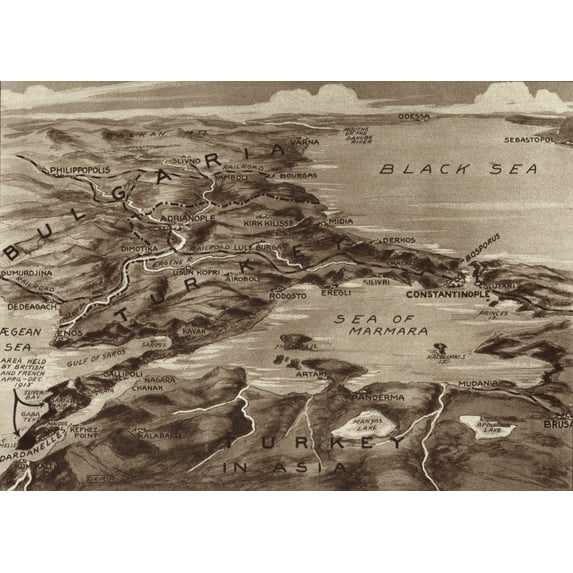 World War 1. Map Of The Dardanelles History (24 x 18)