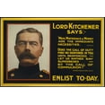 thumbnail image 1 of World War 1. Recruiting Poster Showing British War Minister History (24 x 18), 1 of 2