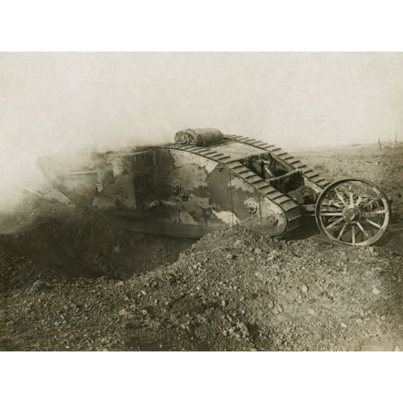 World War 1. Somme Offensive. One Of The Larger British Tanks History (36 x 24)