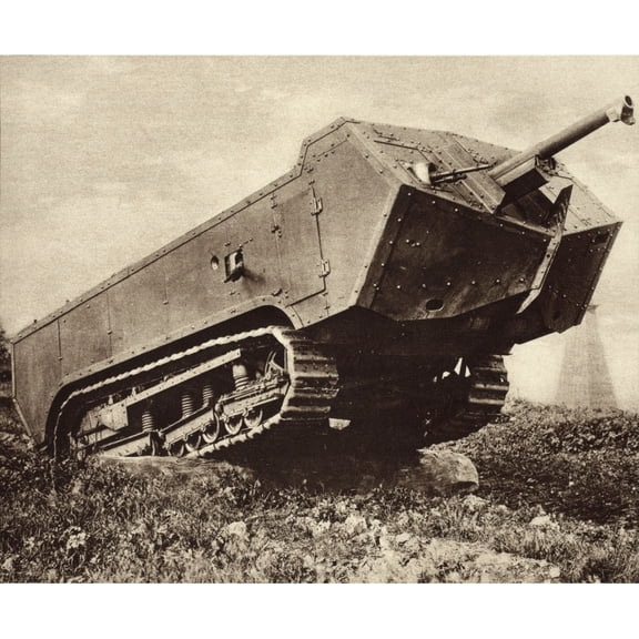 World War 1 Tanks. French Saint-Chamond Tank In The Field. Powerfully Armed History (36 x 24)