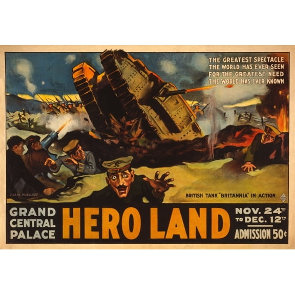 World War 1 Tanks. Poster Advertising Hero Land History (24 x 18)