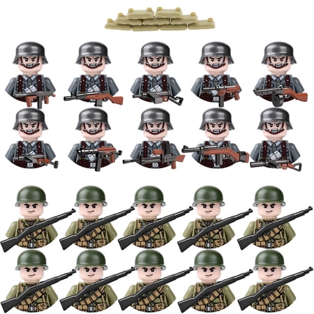 World War 2 Army Soldier Figures American vs German Army Battle WW2 Playset / 50 pcs