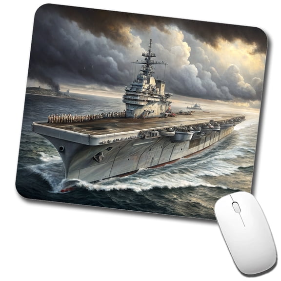 World War 2 WWII Navy Aircraft Carrier At Sea Mouse Pad Low Profile Gaming Mat