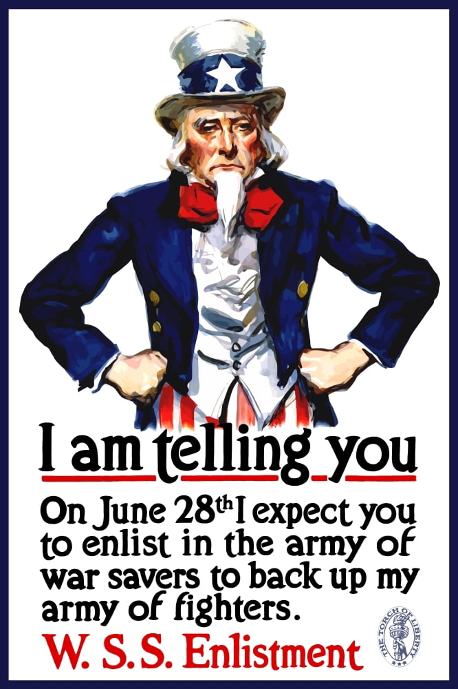 World War I poster of Uncle Sam standing with his hands on his hips Canvas Art - John ParrotStocktrek Images (12 x 18)