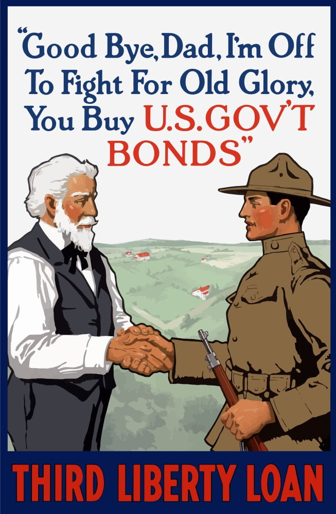World War I poster of a young soldier holding a rifle while shaking his fathers hand Canvas Art - John ParrotStocktrek Images (12 x 18)