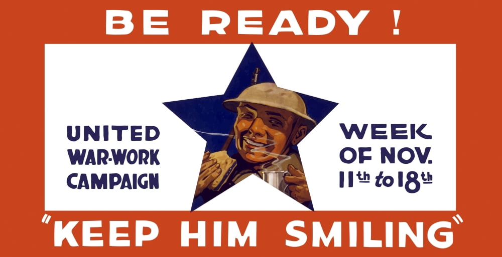 World War I propaganda poster for the United War Work Campaign Canvas Art - John ParrotStocktrek Images (39 x 20)