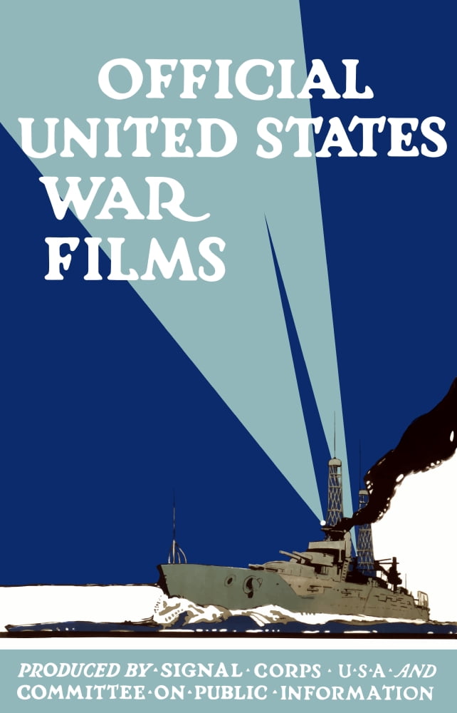 World War I propaganda poster of a navy ship shining it¬´‚Ä†¬´s searchlights Canvas Art - John ParrotStocktrek Images (12 x 18)