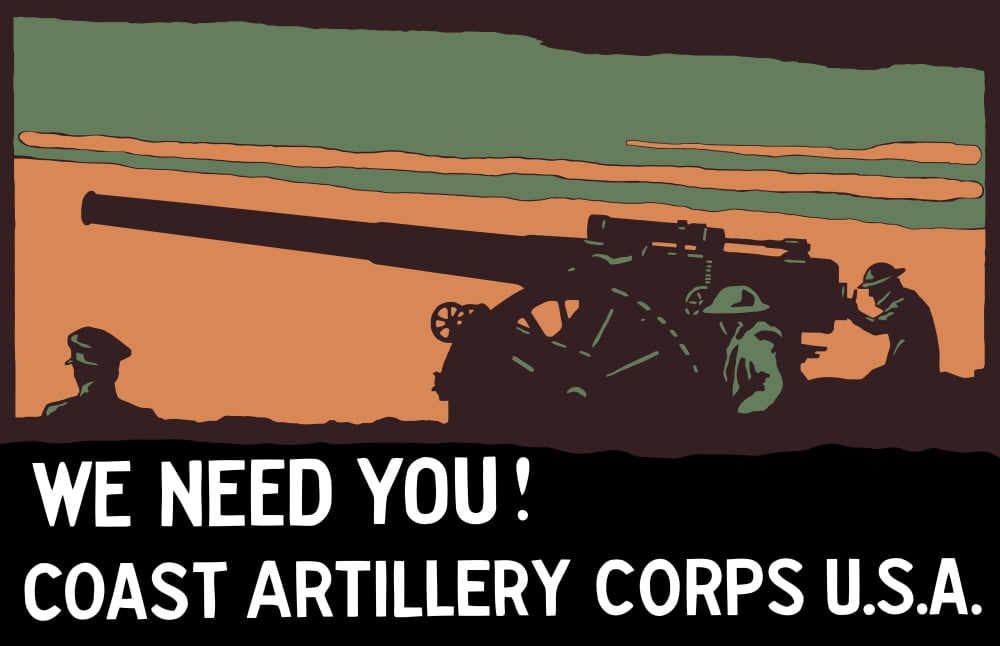 World War I propaganda poster of soldiers operating an artillery cannon Canvas Art - John ParrotStocktrek Images (36 x 23)
