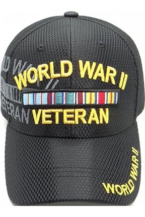 World War II Arch Shadow Jersey Mesh Mens Cap [Baseball Cap - Black - Adjustable]