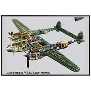 World War II Lockheed P-38 Lightning Wall Art   Vintage Bomber Aircraft Poster   High-Resolution Aviation Diagram Print for Pilots and Military Enthusiasts
