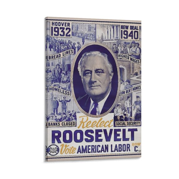 World War II Political Leaders Franklin D. Roosevelt Poster Canvas Wall Art Poster Decorative Bedroom Modern Home Print Picture Artworks Posters 16x24inch(40x60cm)