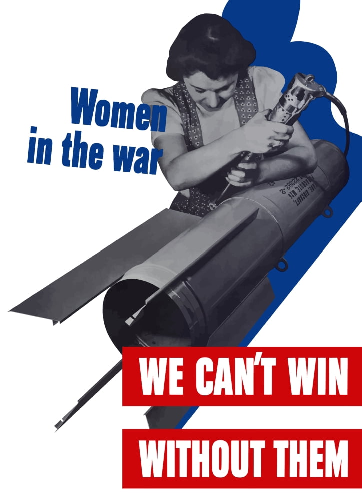 World War II poster of a female factory worker building a rocket Canvas Art - John ParrotStocktrek Images (24 x 33)