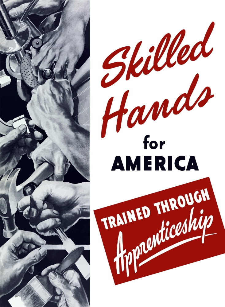 World War II poster showing many hands doing various tasks Canvas Art - John ParrotStocktrek Images (24 x 33)
