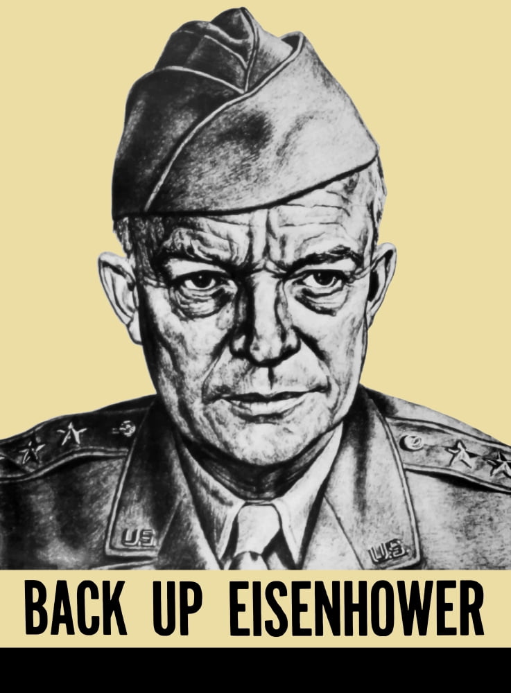 World War II propaganda poster featuring General Dwight Eisenhower Canvas Art - John ParrotStocktrek Images (13 x 17)