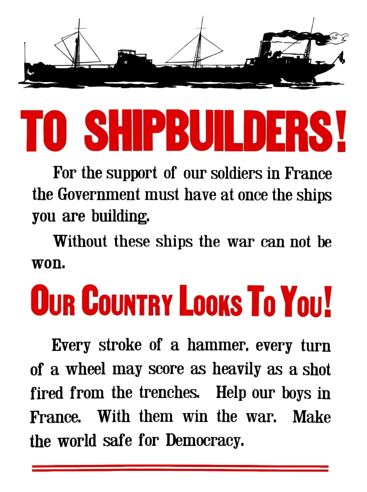 World War II propaganda poster featuring a ship steaming along Canvas Art - John ParrotStocktrek Images (12 x 16)
