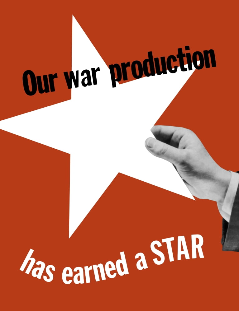 World War II propaganda poster of a hand holding a large white star Canvas Art - John ParrotStocktrek Images (25 x 32)
